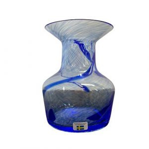 Lindshammar Vas Blå Glas Sweden Vintage Design Retro Glass